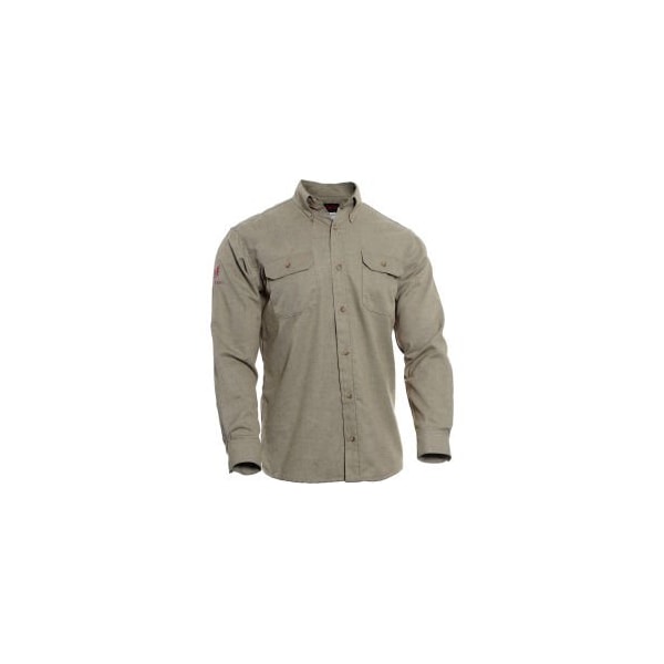 TECGEN Select Flame Resistant Work Shirt, M, Tan,